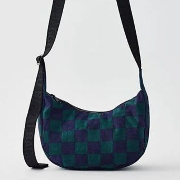 NWT Baggu Small Crescent Bag - Navy Green Check - Picture 8 of 11